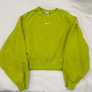 Nike Women's Lime Green Cropped Sweatshirt